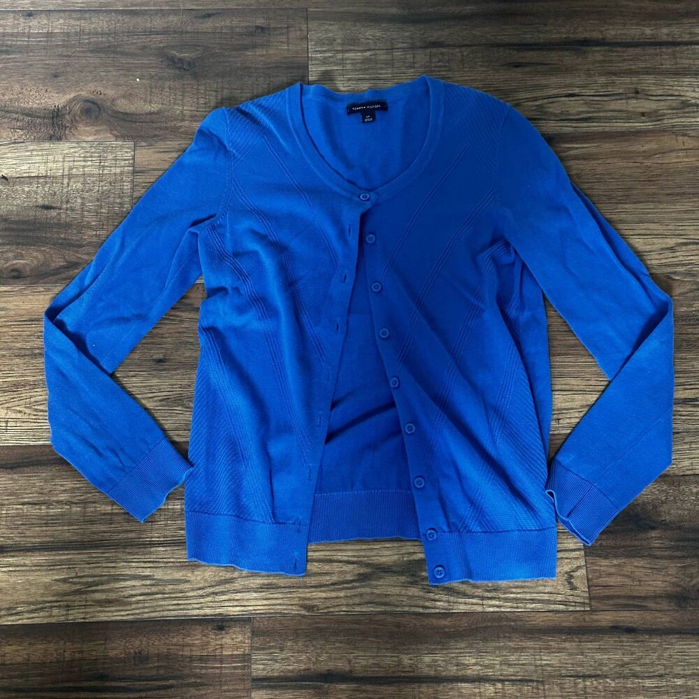 Tommy Hilfiger Blue Cardigan Womens Small Preppy Casual 4th of July